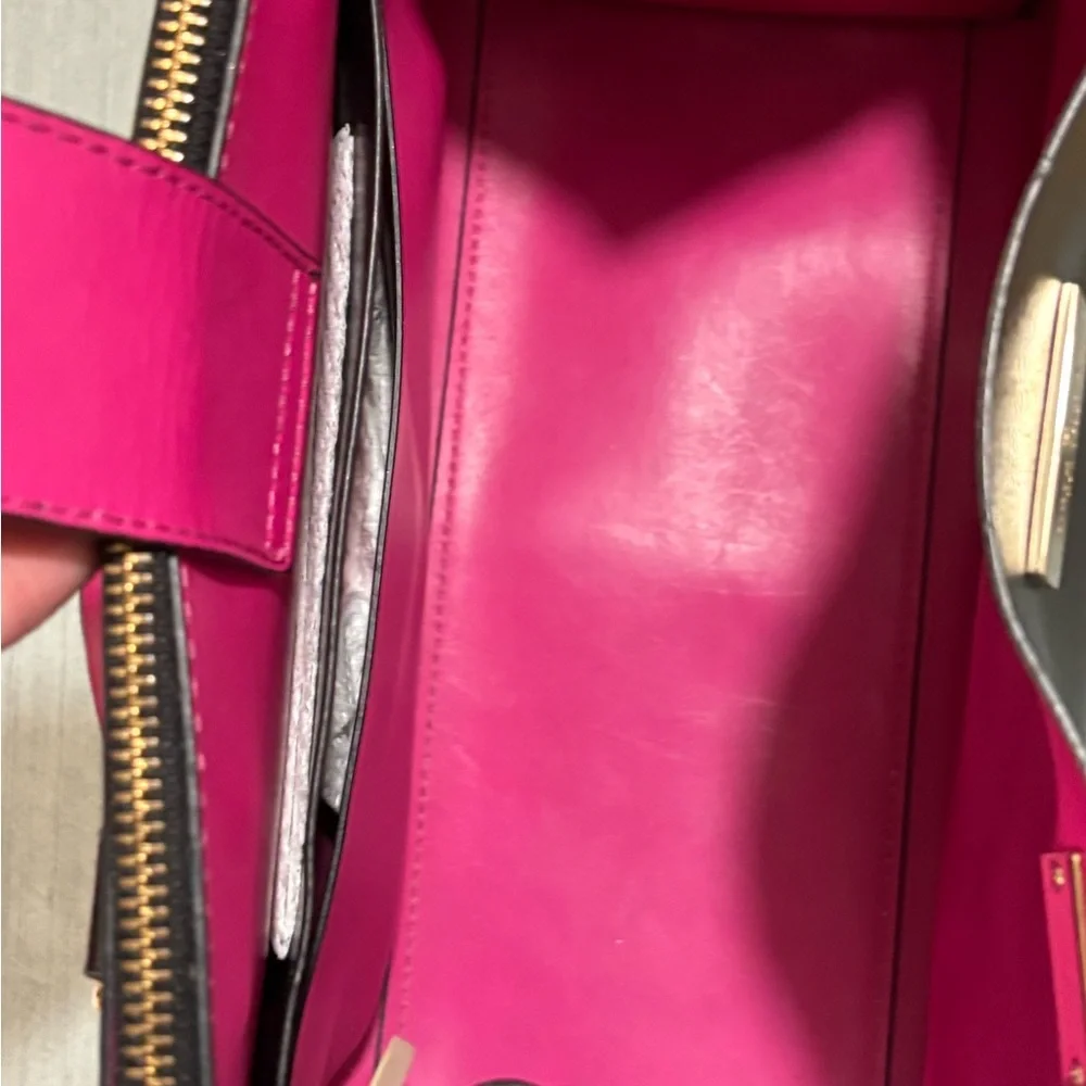 Kate Spade New York Kyra Black Smooth Leather Tote with Pink Accents - Picture 6 of 16